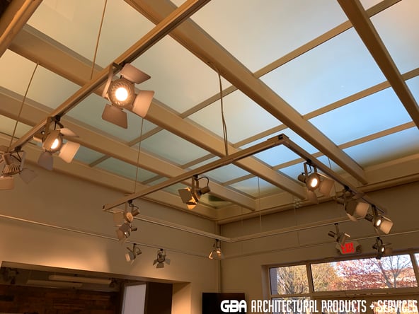 looking up through structural glass flooring