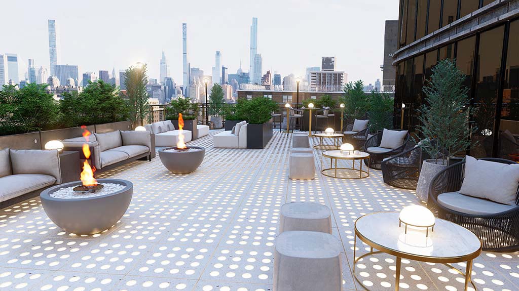 LED paver lights used as rooftop deck materials
